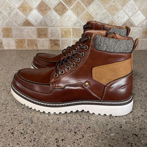 Madden Men’s Didann Cognac Brown Leather Boots in Size 7.5 - Picture 2 of 9